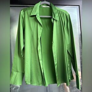 Green satin top
